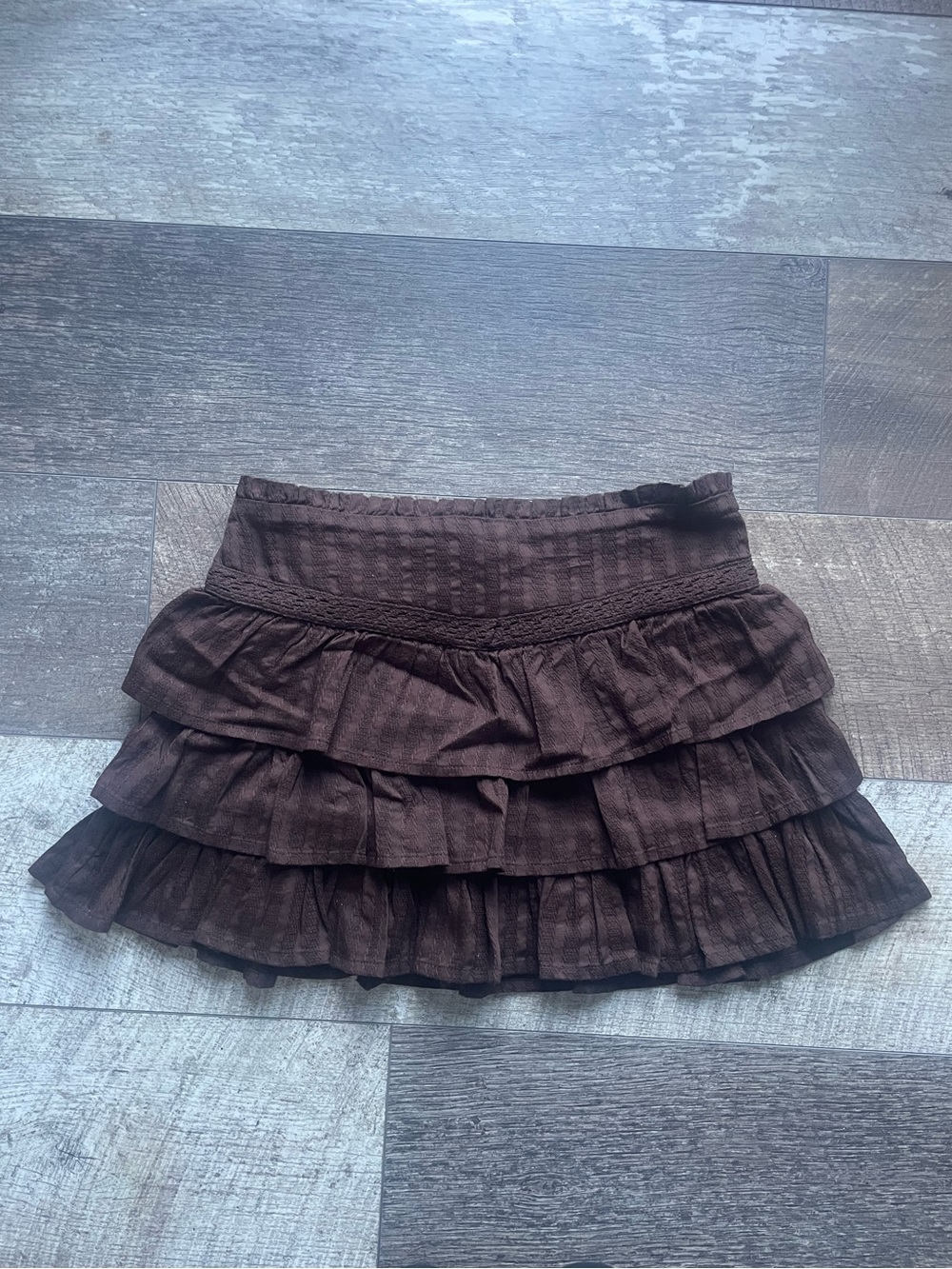 Brown Tiered Ruffle Mini Skirt